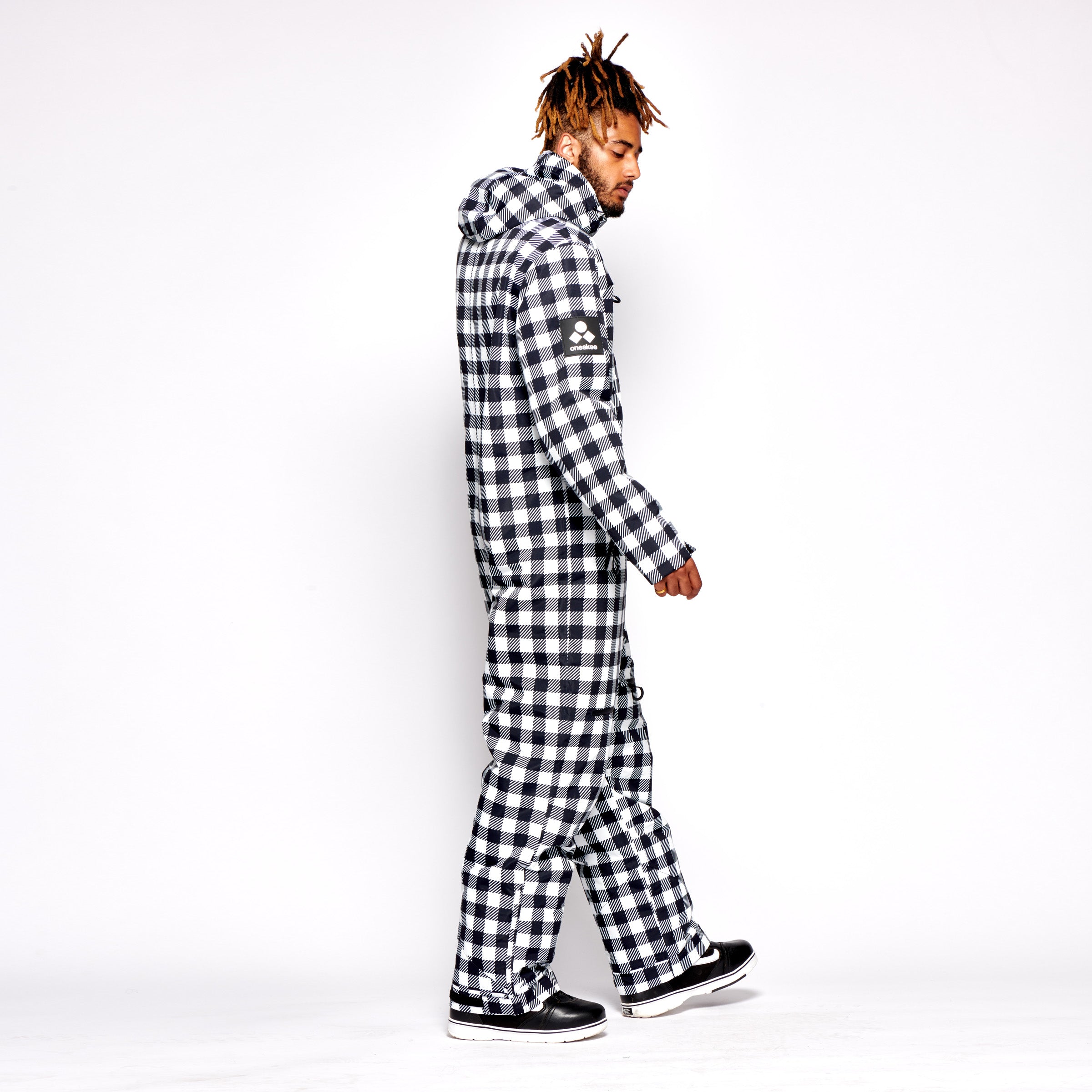 Men's Snow Suit, Black & White Check