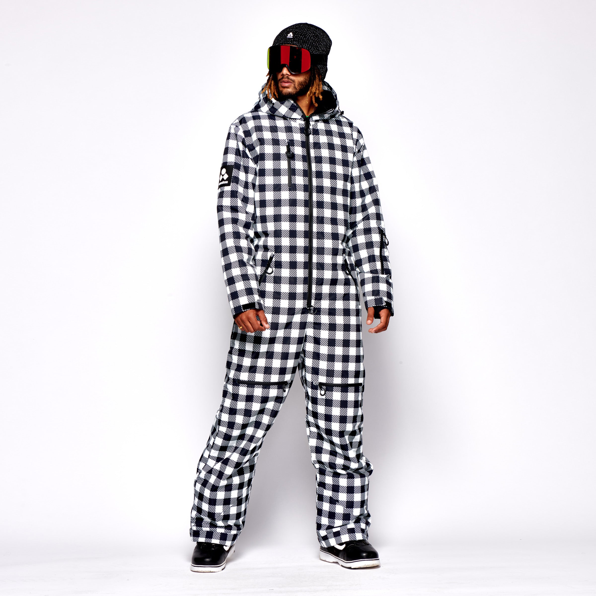 Men's Snow Suit, Black & White Check